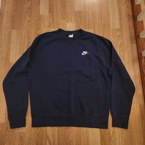 Nike Pullover Cotton Crewneck Sweatshirt Medium Navy Blue